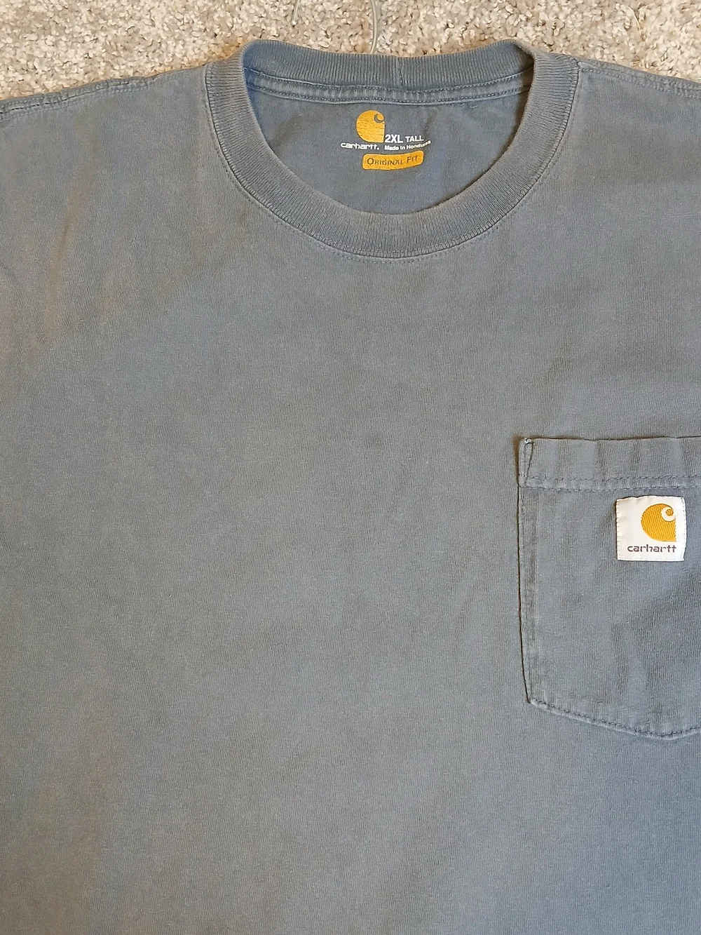 Carhartt 2XL Tall Men's Gray Original Fit Pocket T-Shirt 100% Cotton Tall Fit